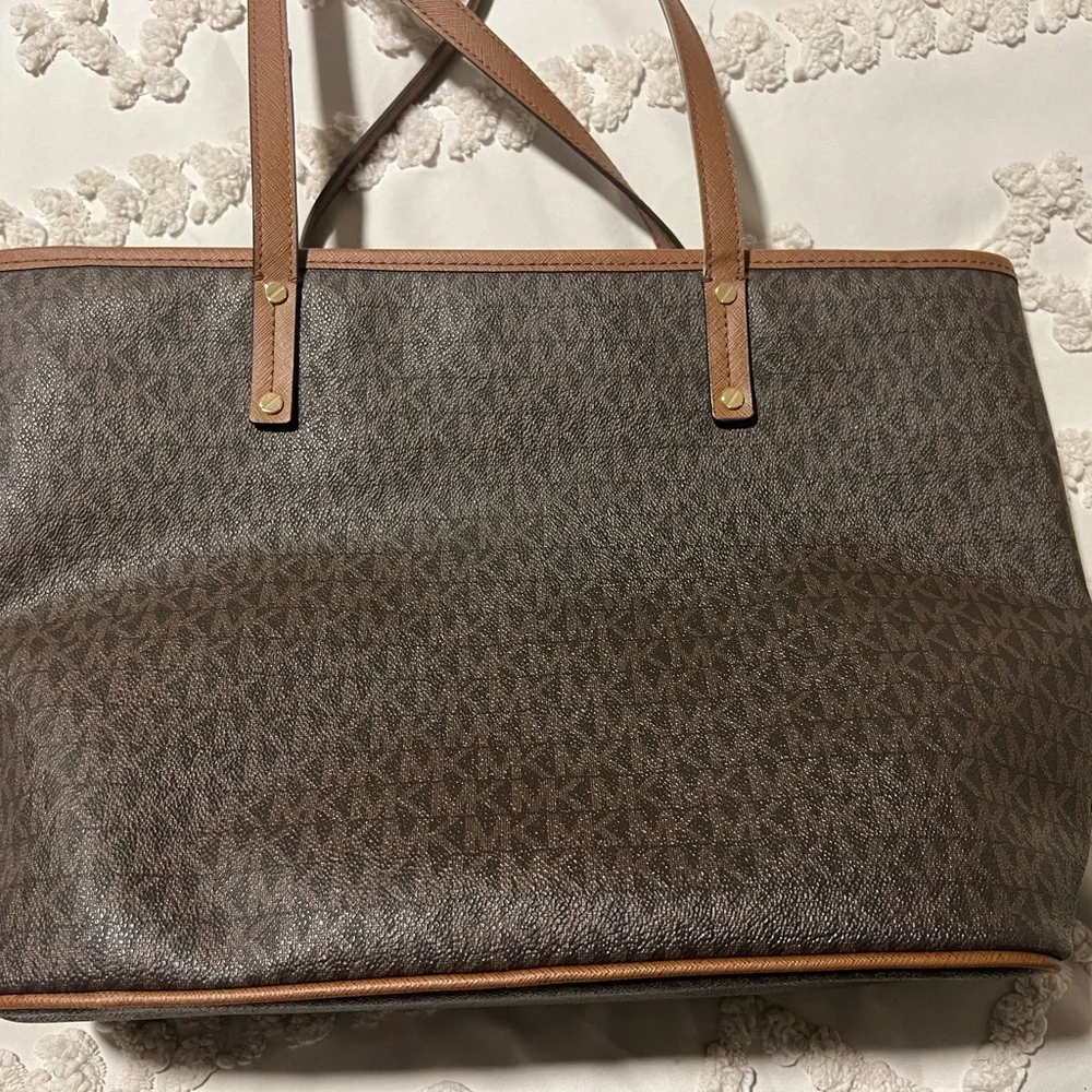 Michael Kors Brown Tote with Colorful Patches - Picture 4 of 13